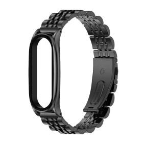 Металлический ремешок Mijobs на Mi Band 7 (черный, крупное плетение)