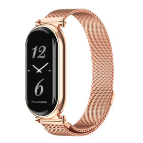 Металлический ремешок Mijobs на Mi Band 8 (milan-magnetic, pink gold)
