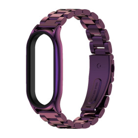Металлический ремешок Mijobs на Mi Band 7 (фиолетовый, крупное плетение)