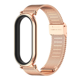 Металлический ремешок Mijobs на Mi Band 8 (mesh weave, pink gold)